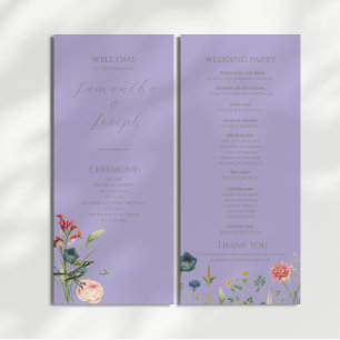 Lavender Sage Green Floral Garden Wedding Program