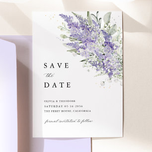 Lavender & Sage Green Floral Watercolor Wedding Save The Date