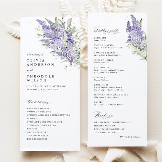 Lavender & Sage Green Floral Wedding Ceremony Programme
