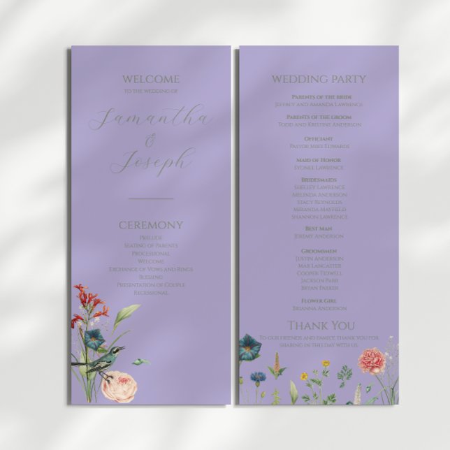 Lavender Sage Green Garden Wedding Program (Creator Uploaded)
