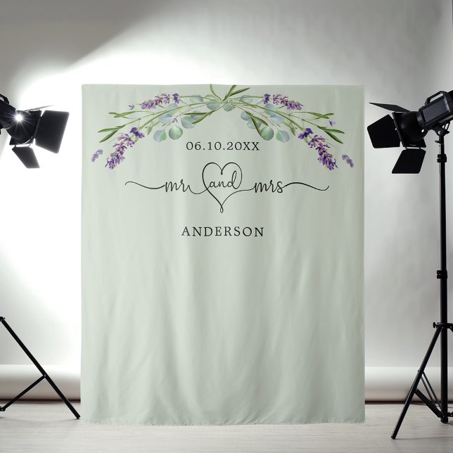 Lavender sage green Mr mrs heart  wedding photo Tapestry (Creator Uploaded)