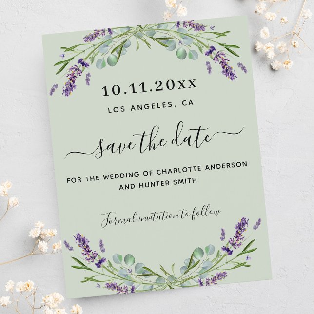 Lavender sage green wedding save the date card (Creator Uploaded)