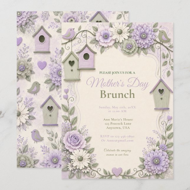 Lavender Sage Mother’s Day Brunch Invitation (Front/Back)