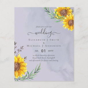 Lavender Sage Sunflowers Rustic Boho Wedding Flyer