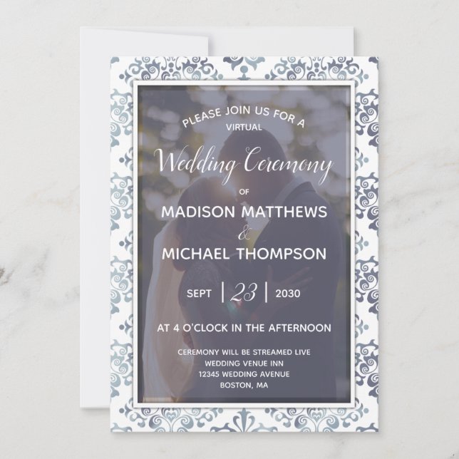 Lavender Sage Virtual Wedding Livestream Wedding Invitation (Front)