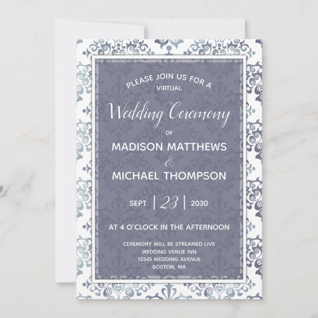 Lavender Sage Virtual Wedding Livestream Wedding Invitation (Front)