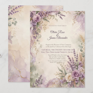 Lavender Sage Wedding Rustic Boho Chic Invitation