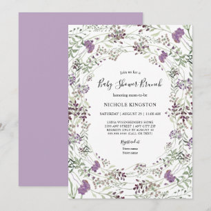 Lavender Sage Wildflower Baby Shower Brunch Invitation