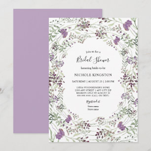 Lavender Sage Wildflower Frame Bridal Shower Invitation
