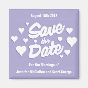 Lavender Save the Date Hearts Save the Date Magnet
