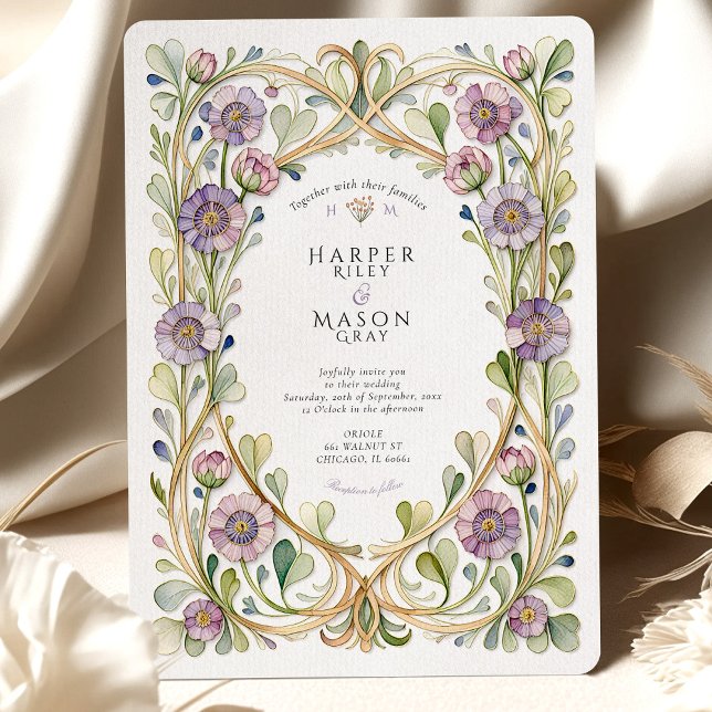 Lavender Scabiosa Floral Wedding Invitation (Creator Uploaded)
