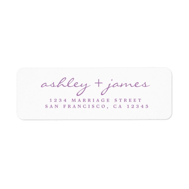 Lavender Script Elegant Wedding Return Address (Front)