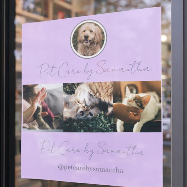 Lavender Script Logo Photo Pet Care Window Cling (Creator Uploaded)
