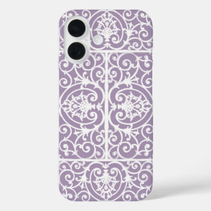 Lavender scrollwork pattern iPhone 16 case