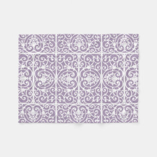 Lavender scrollwork pattern fleece blanket