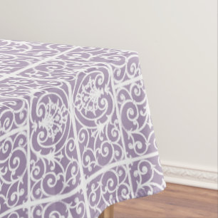 Lavender scrollwork pattern tablecloth