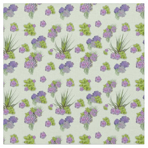 Lavender Sea-Green Tone Succulents Fabric