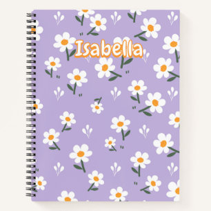 Lavender Seamless Daisy Floral Pattern Notebook