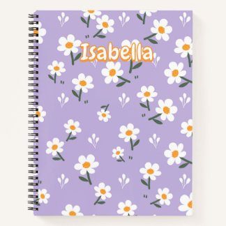 Lavender Seamless Daisy Floral Pattern Notebook