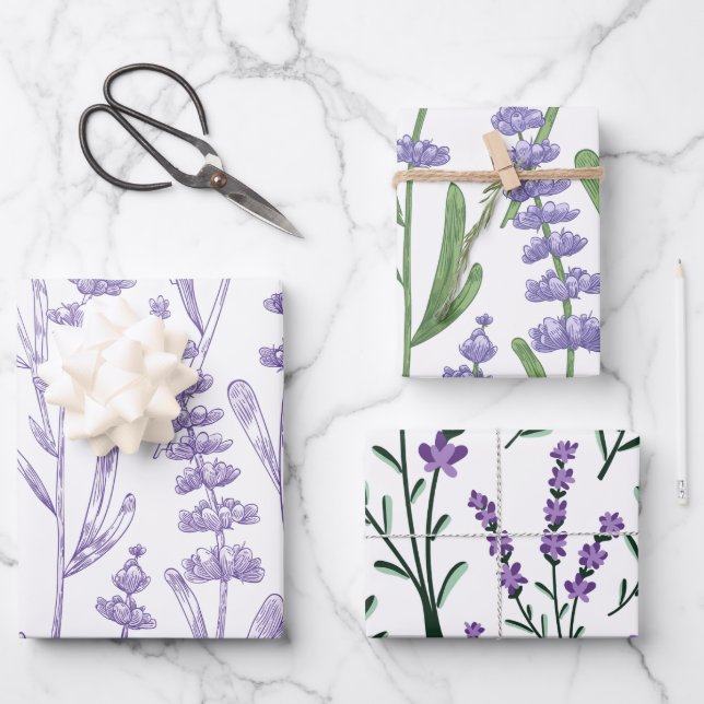 Lavender Seamless Wrapping Paper Sheet (Front)