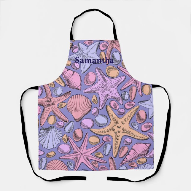 Lavender Seashell Personalized Apron (Front)