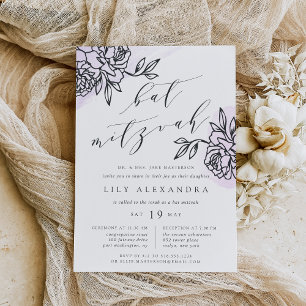 Lavender   Secret Garden Bat Mitzvah Invitation