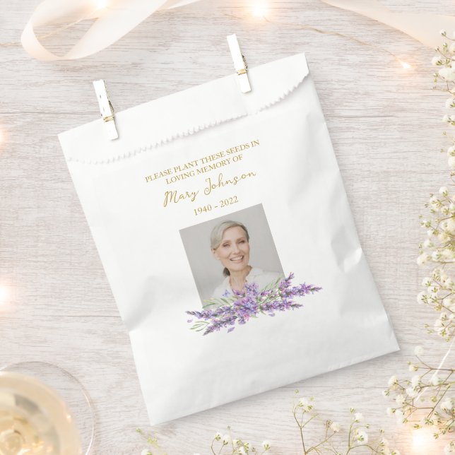Lavender Seed Packet Memorial Funeral Favour Bags (Clipped)