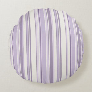 Lavender Shades Soft Ivory Stripes Round Cushion