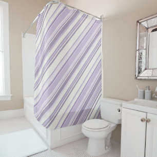 Lavender Shades Soft Ivory Stripes Shower Curtain