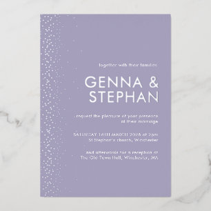 Lavender Shimmer foil wedding invitation card