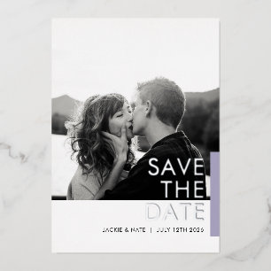 Lavender Shimmer Save the Date foil card