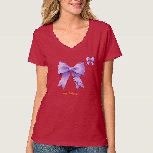 Lavender Silk Medical Bow T-Shirt (Front)