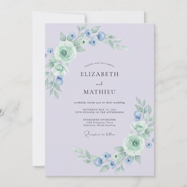 Lavender Silken Spring Wedding Invitation (Front)