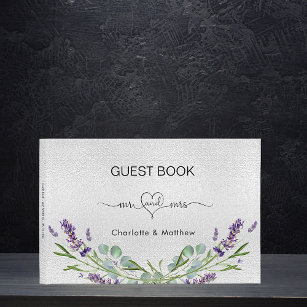 Lavender silver eucalyptus mr mrs wedding  guest book
