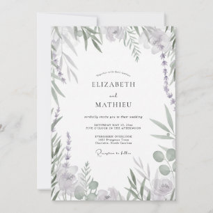 Lavender Silver Foliage Eucalyptus Wedding Invitation