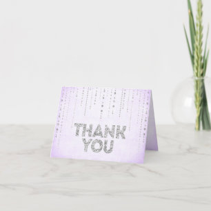 Lavender & Silver Glitter Look Thank You Card