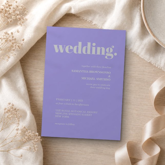 Lavender Silver Minimal Earth Tone Wedding Invitation (Creator Uploaded)