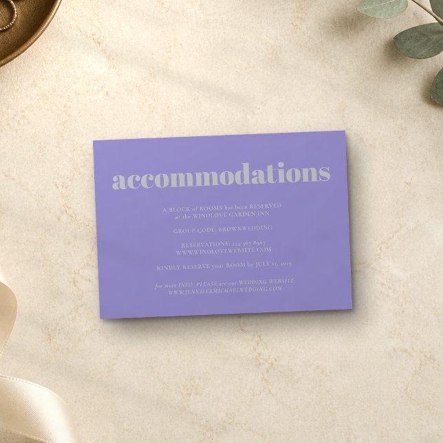 Lavender Silver Minimalist Wedding Accommodations Enclosure Card (Creator Uploaded)