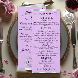 Lavender/Silver - Monogram & Thank You Menu