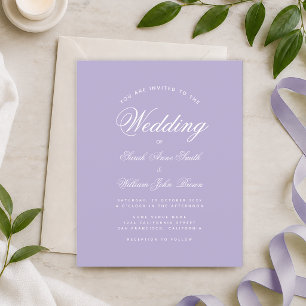 Lavender Simple Budget Purple Wedding Invitation