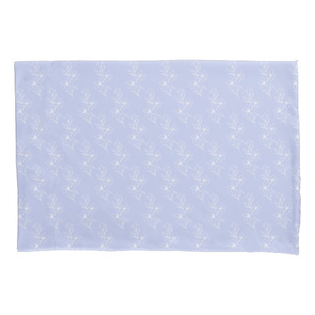 Lavender Simple Floral Blue Bedroom Pillowcase (Front)