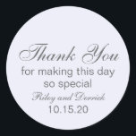 Lavender Simple Thank You Wedding Classic Round Sticker<br><div class="desc">Say thank you to your guests with this simple label.</div>
