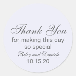 Lavender Simple Thank You Wedding Classic Round Sticker