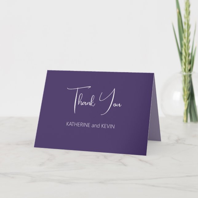 Lavender Simple Wedding Thank You Card (Front)