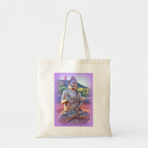 lavender sitting buddha tote bag