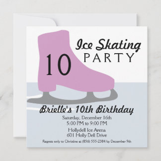 Lavender Skate Date Ice Skating Birthday Party Invitation