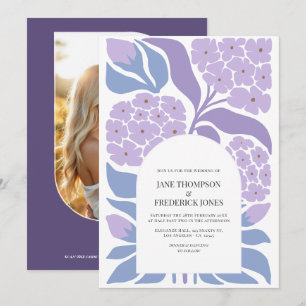 Lavender Sky Abstract Floral Modern Spring Wedding Invitation
