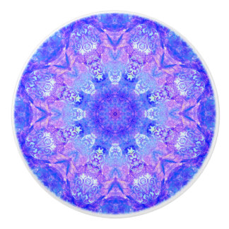 Lavender Sky Blue Purple Sparkle Damask Ceramic Knob