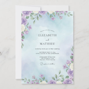 Lavender Sky Leafy Wedding Invitation