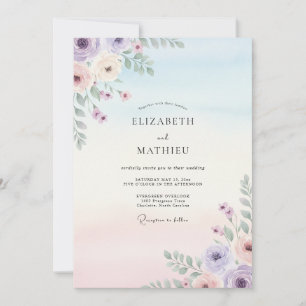 Lavender Sky Petal Wedding Invitation